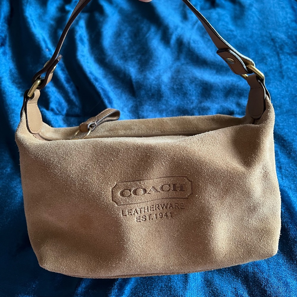 Y2k Coach Camel Tan Suede Leather Mini Shoulder Purse Bag Satchel